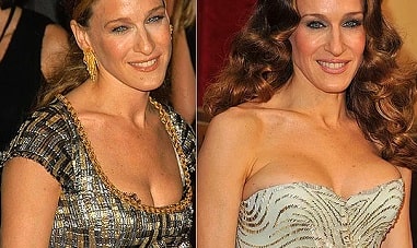 A before and after picture of Sarah Jessica Parker.
